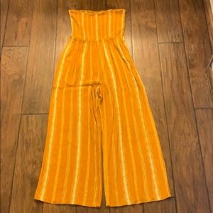 Orange tube top jumpsuit